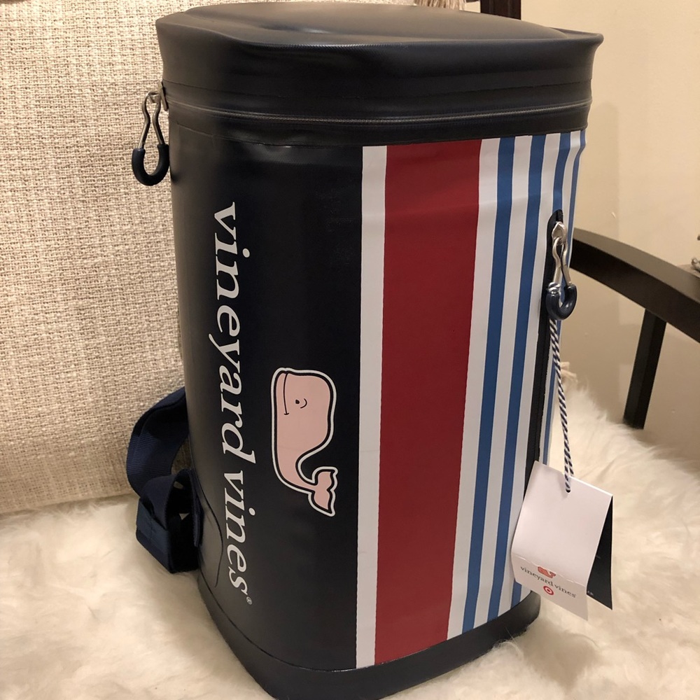 Vineyard Vines Pink Whale Striped Sling Cooler - Picture 2 of 6